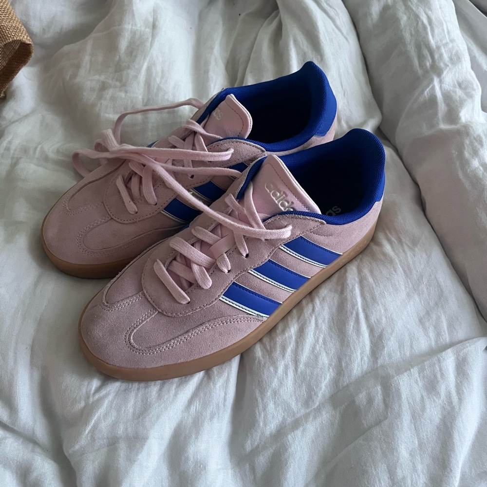 Adidas Pastel Pink and Royal Blue Sneakers